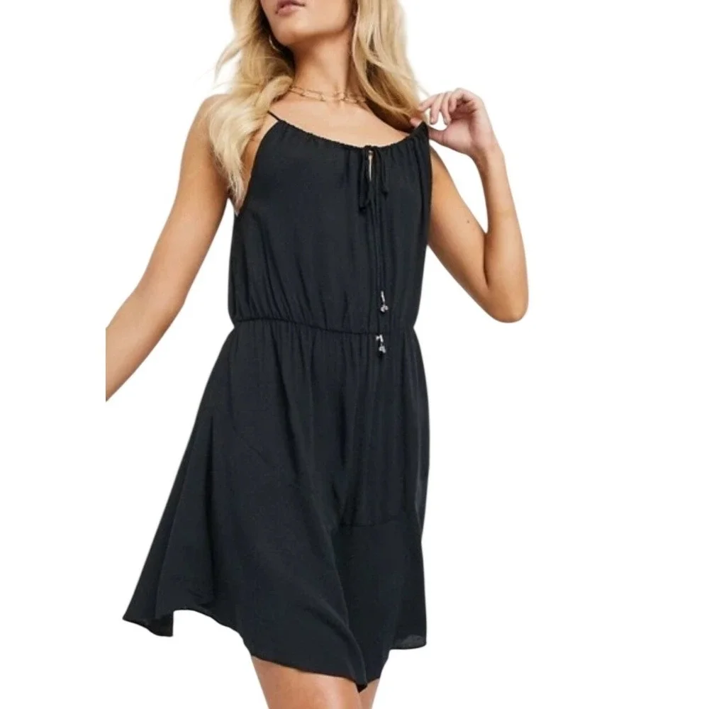 Free‎ People Intimately Black Shake it Up Mini Dress Strap XS Boho Flattering